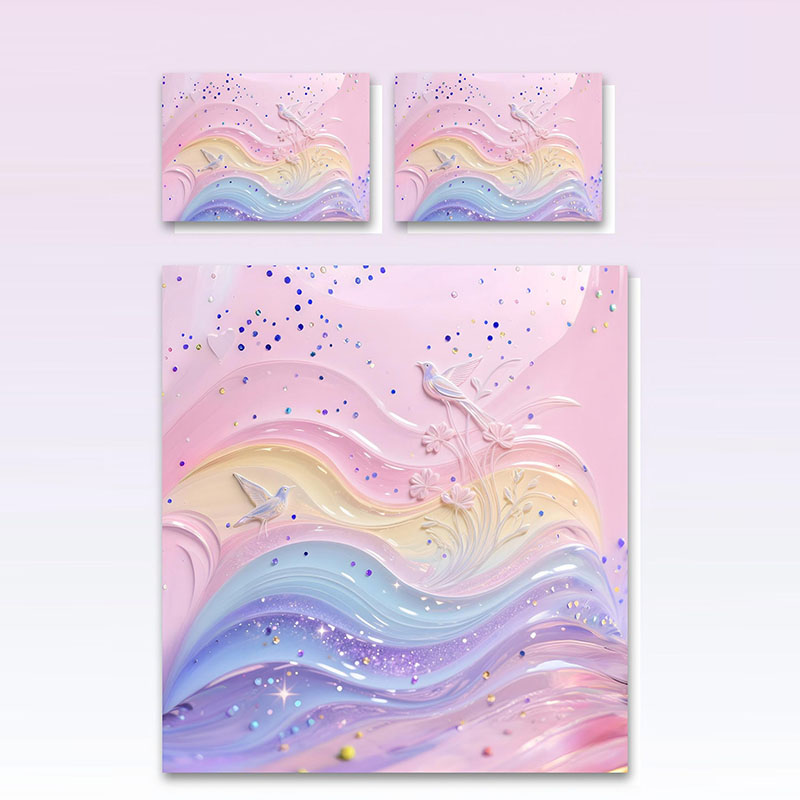 طقم سرير بطبعة زهور رقمية 5D - حلم الباستيل