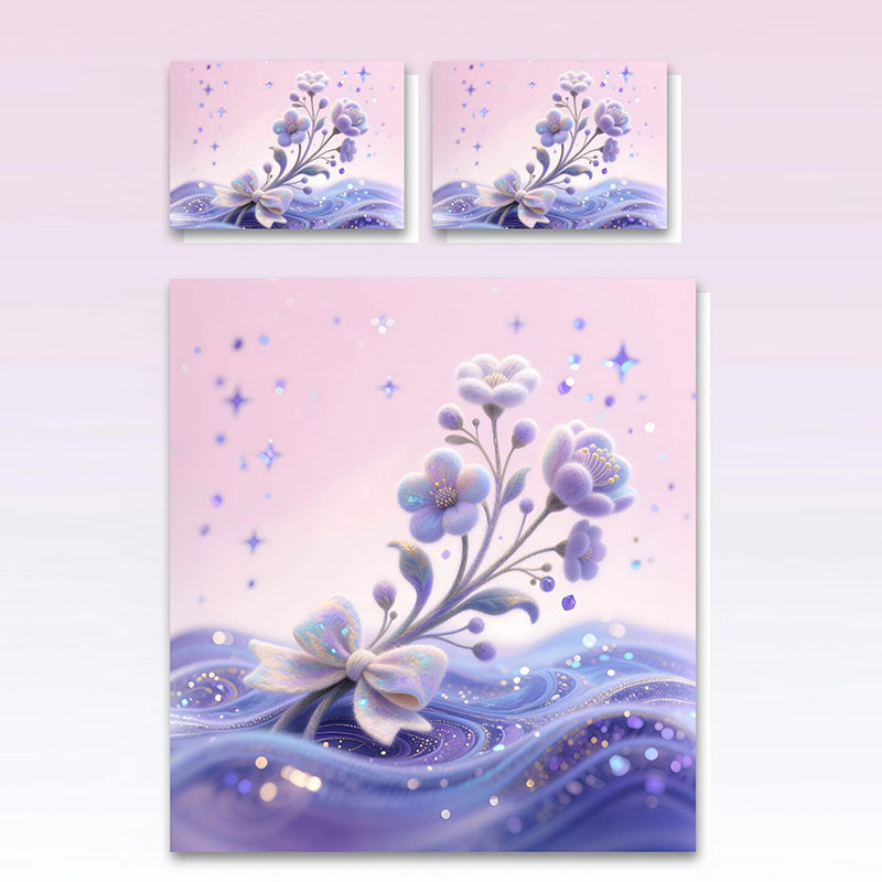 طقم مفروشات بطبعة زهور رقمية 5D - زهر اللافندر وفيونكة