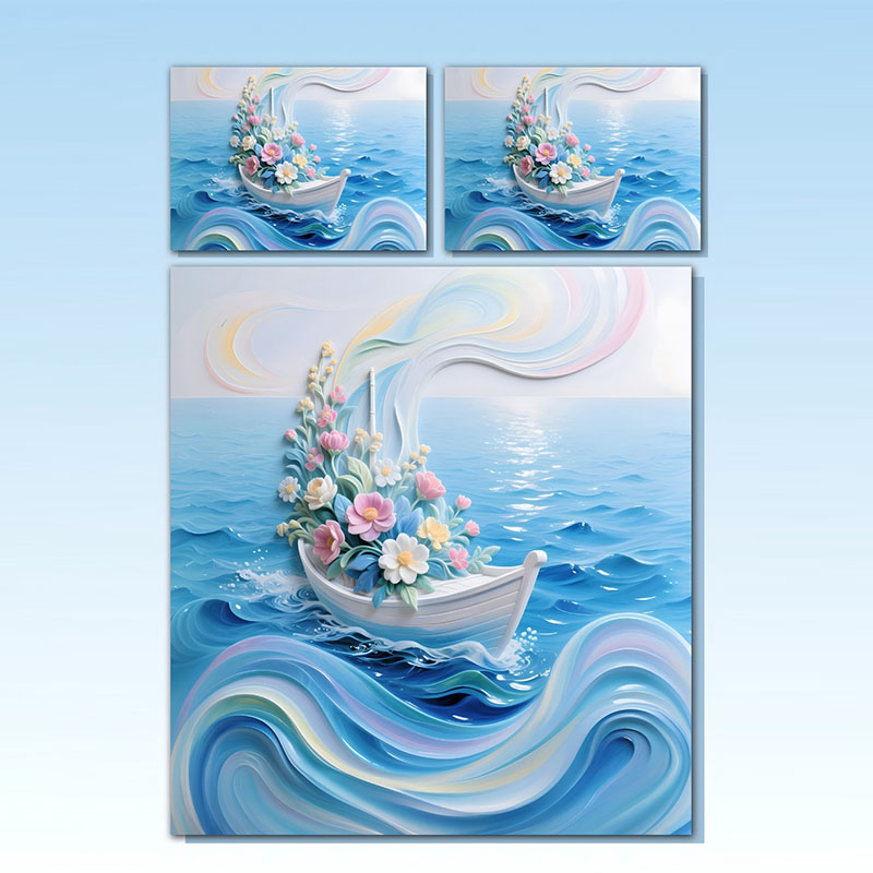 طقم مفروشات بطبعة زهور رقمية 5D - قارب الأزهار