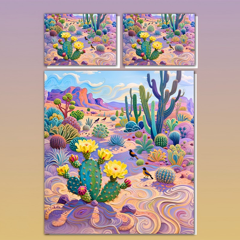 طقم مفروشات بطباعة رقمية 5D - زهرة الصحراء