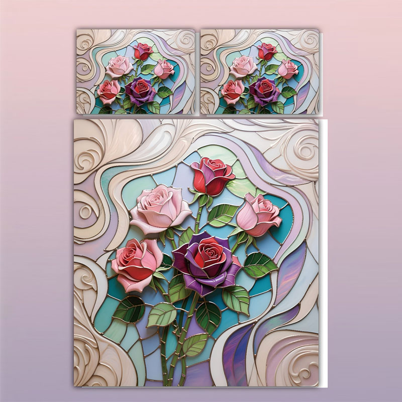 طقم سرير بطبعة زهور رقمية 5D - حديقة الورود