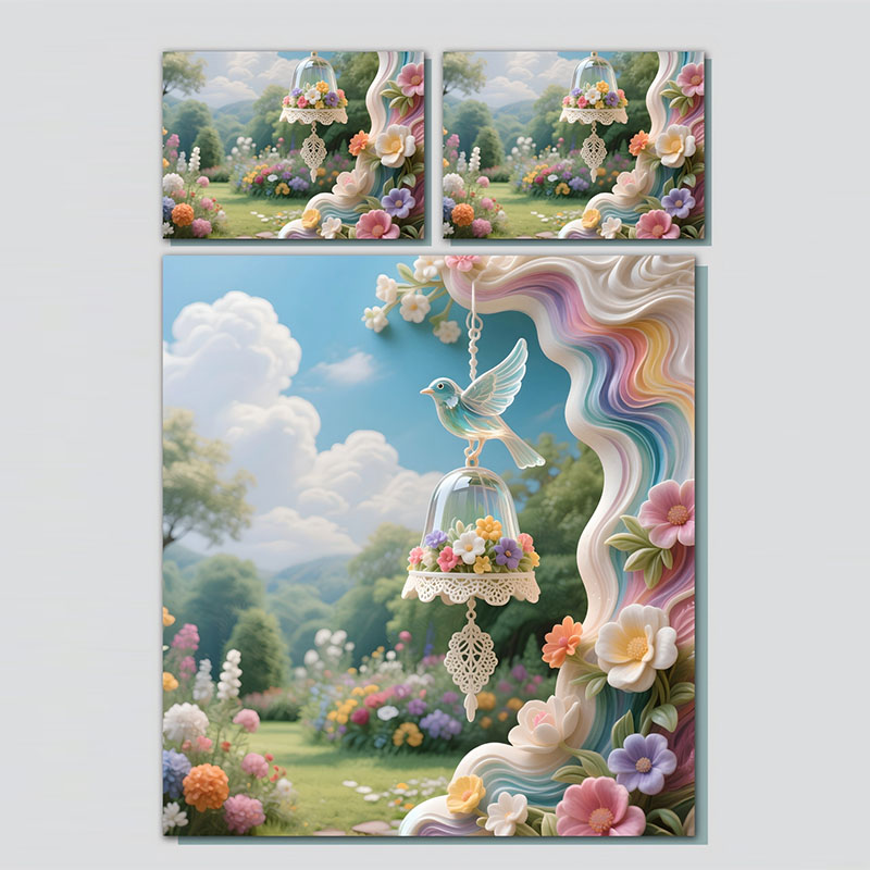 طقم سرير بطبعة زهور رقمية 5D - حديقة بيل آند بيرد