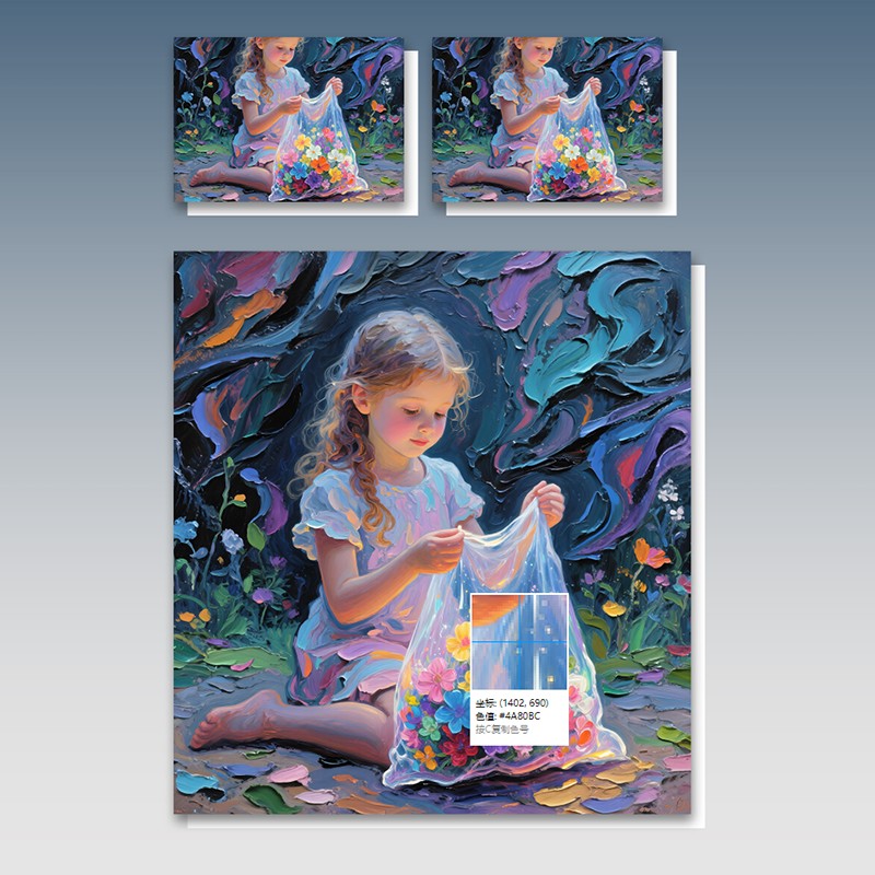 طقم مفروشات بتأثير طلاء زيتي 5D - الحديقة المسحورة