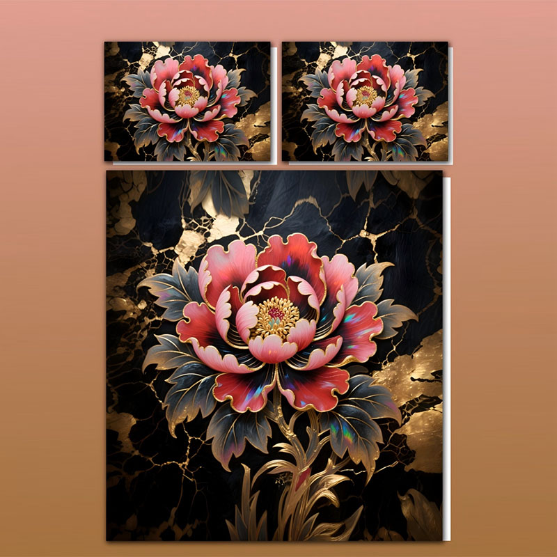 طقم سرير بطبعة زهور رقمية 5D - الفاوانيا