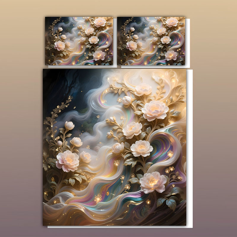 طقم سرير بطبعة زهور رقمية 5D - Floral Dream