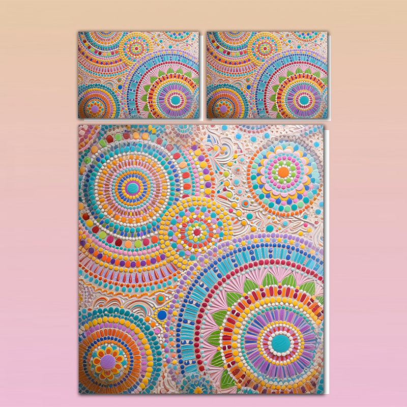 طقم سرير بطبعة زهور رقمية 5D - فسيفساء ماندالا