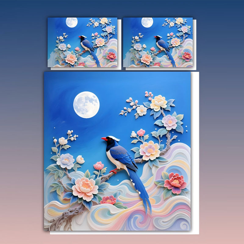 طقم سرير بطبعة زهور رقمية 5D - بلوبيرد بلومز