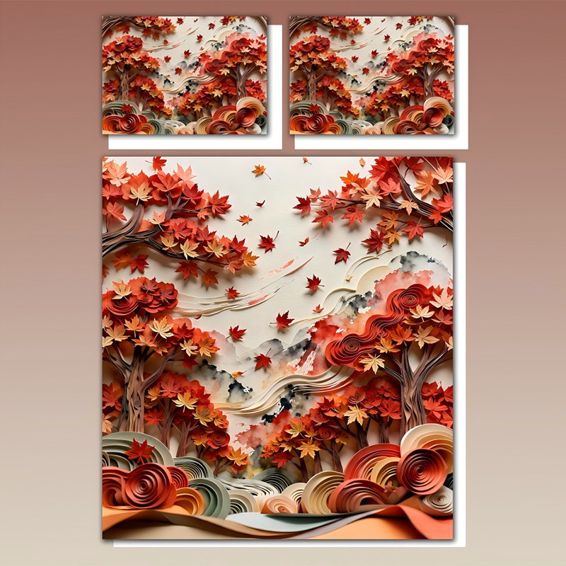 طقم مفروشات بطباعة رقمية 5D - مابل جروف