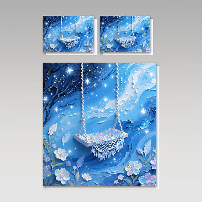 طقم سرير بتأثير طلاء زيتي 5D - أرجوحة