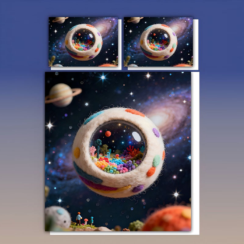 مجموعة ملاءات سرير مطبوعة رقمية برسوم كارتونية خماسية الأبعاد - مغامرة كونية