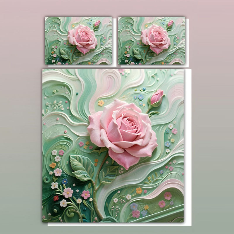 طقم سرير بطبعة زهور رقمية 5D - حديقة الورود