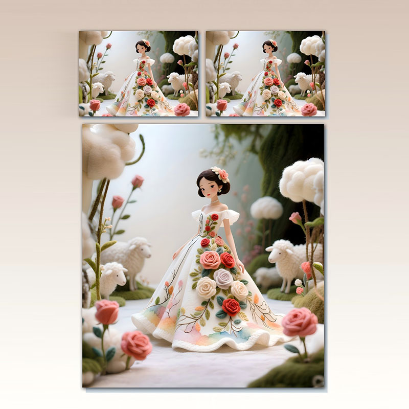 طقم ملاءة سرير مطبوعة رقمية برسوم كارتونية 5D-أميرة الأزهار