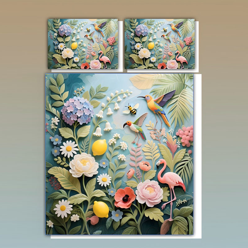 طقم سرير بطبعة زهور رقمية 5D - الحديقة الاستوائية