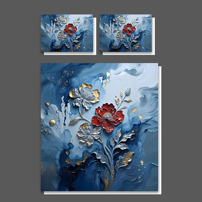 طقم سرير بطبعة زهور رقمية 5D - ‌أزهار فاخرة