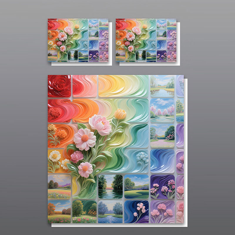 ‌طقم مفروشات بطبعة زهور رقمية 5D - زهور ومناظر طبيعية