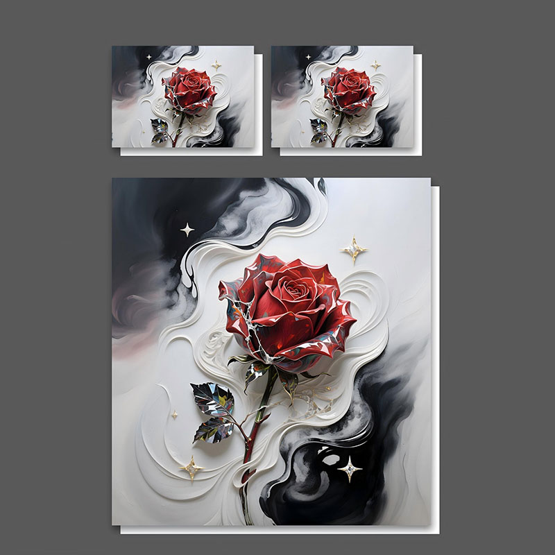 طقم سرير بطبعة زهور رقمية 5D - وردة حمراء