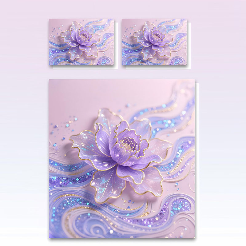 طقم سرير بطبعة زهور رقمية 5D - لوتس